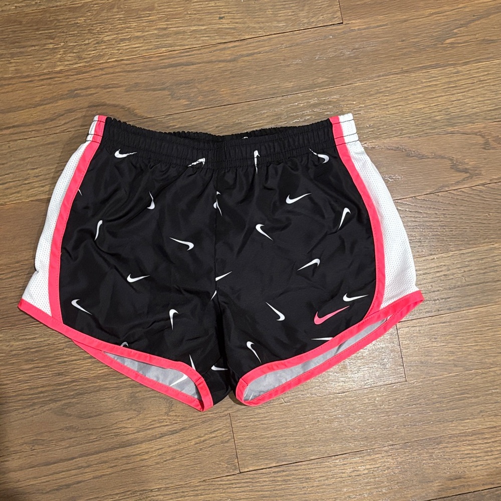 Nike Women's Black Shorts with Pink and White Accents